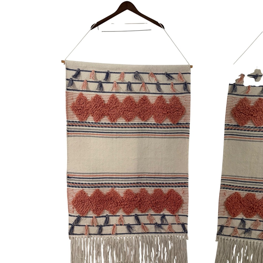 Boho Woven Wall Hanging‎ Tassel Fringe Shaggy Diamond Tufted Textile Art 28x48